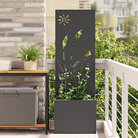 vidaXL Trädgårdsplanterare med dekorativ panel Svart 50 x 140 cm