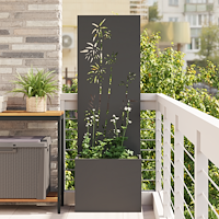 vidaXL Trädgårdsplanterare med dekorativ panel Svart 50 x 140 cm