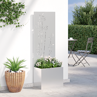 vidaXL Trädgårdsplanterare med dekorativ panel Silver 50 x 140 cm