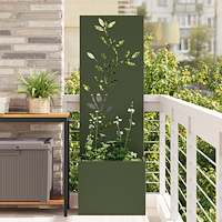 vidaXL Trädgårdsplanterare med dekorativ panel Olivgrön 50 x 140 cm