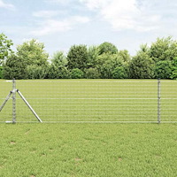 vidaXL Stängsel med stolpar Grå 0.4 x 25 m