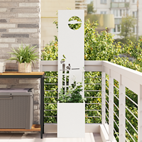 vidaXL Trädgårdsplanterare med dekorativ panel Vit 32 x 140 cm