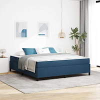 vidaXL Bäddfjäder Blå och svart 180 x 200 cm Tyg & Konstruerat trä