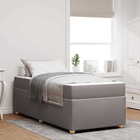 vidaXL Sängram med madrass med madrass Taupe 90 x 200 cm tyg