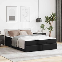 vidaXL Sängram med madrass med madrass Svart 140 x 190 cm Konstläder