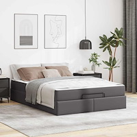 vidaXL Sängram med madrass med madrass Grå 140 x 190 cm Konstläder