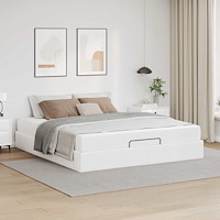 vidaXL Sängram med madrass med madrass Ren vit 180 x 200 cm Konstläder