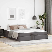 vidaXL Sängram med madrass med madrass Grå 180 x 200 cm Konstläder