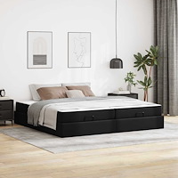 vidaXL Sängram med madrass med madrass Svart 200 x 200 cm Konstläder