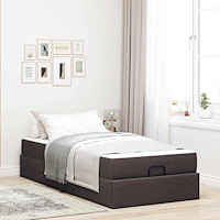 vidaXL Sängram med madrass Mörkbrun 90 x 190 cm tyg