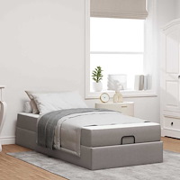 vidaXL Sängram med madrass Taupe 100 x 200 cm tyg