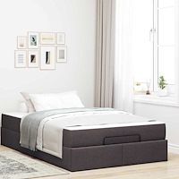 vidaXL Sängram med madrass Mörkbrun 120 x 190 cm tyg