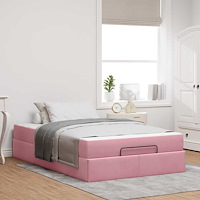 vidaXL Sängram med madrass med lagring Rosa 120 x 200 cm Sammet