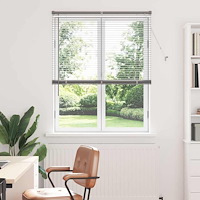 vidaXL Fönsterpersienn med gardiner Silver Aluminium