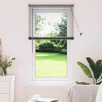 vidaXL Fönsterpersienn med gardiner Mörkgrå Aluminium