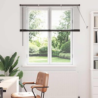 vidaXL Fönsterpersienn med gardiner Svart Aluminium