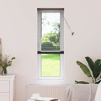 vidaXL Fönsterpersienn med gardiner Svart Aluminium