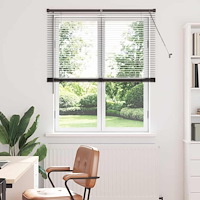 vidaXL Fönsterpersienn med gardiner Svart Aluminium