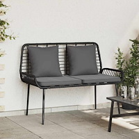 vidaXL Trädgårdsbänk Svart, Antracit Poly rattan, stål