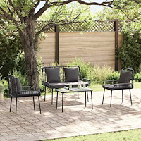 vidaXL Trädgårdsmöbelset 3 pcs Svart, Antracit Poly rattan, stål