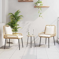 vidaXL Trädgårdsmöbelset 3 pcs Brun, Svart, Kräm 35 x 35 x 45 cm