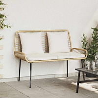 vidaXL Trädgårdsbänk Brun, Svart, Gräddfärgad Poly rattan, stål