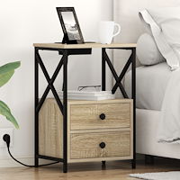 vidaXL Sängbord med laddningsstation 2 pcs Sonoma ek Konstruerat trä