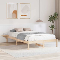 vidaXL Sängram med sängbord Brun 135 x 190 cm Brun
