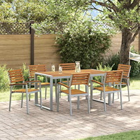 vidaXL 7-delat Trädgårdsmatsalsset Solid Wood Akacia och Metall