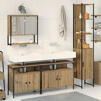 vidaXL 4-delat badrumsinredningsset i Artisan Ek, byggt av trä