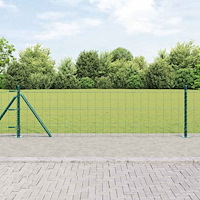 vidaXL Eurostaket med 13 flänsade stolpar, 0,6 x 25 m, galvaniserat stål