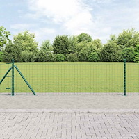 vidaXL Staketstolpar Set med Basplattor 13 pcs Grön Ø32mm 70 cm Metall