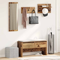vidaXL Hallmöbelset Gammalt trä 90 x 31 x 46.5 cm Konstruerat trä