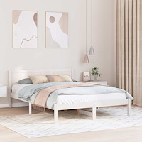 vidaXL Vit Trä Sängram Vit Trä 160 x 200 cm Hållbar Vit Sängram