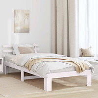 vidaXL Vit Trä Sängram Vit Trä 75 x 190 cm Enkel Vit Sängram