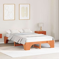 vidaXL Sängram Vaxad Brun 120x190 cm Solid Tallträ