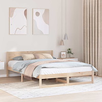 vidaXL Sängram Naturlig Massivt Tallträ 140 x 200 cm Hållbar Sängram