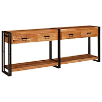 vidaXL Konsolbord Övrigt 2 pcs Brun 200 x 33 x 75 cm Massivt akaciaträ