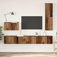 vidaXL Vägg TV Skåp Väggmonterad 4 pcs Gammalt trä Konstruerat trä