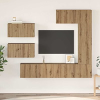 vidaXL TV-bänkset Väggmonterad 6 pcs Artisan Ek Konstruerat trä