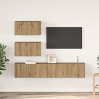 vidaXL TV-bänkset Väggmonterad 4 pcs Artisan Ek Konstruerat trä
