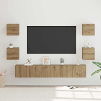 vidaXL TV-bänkset Väggmonterad 7 pcs Artisan Ek Konstruerat trä