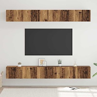 vidaXL TV-bänkset Väggmonterad 6 pcs Gammalt trä Konstruerat trä