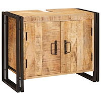 vidaXL Badrumshandfatskå 71 x 33 x 58 cm Massivt Mangoträ och Järn