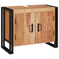 vidaXL Badrumshandfatskå 71 x 33 x 58 cm Massivt akaciaträ och järn
