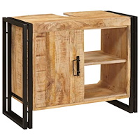 vidaXL Badrumshandfatskå 71 x 33 x 58 cm Massivt Mangoträ och Järn