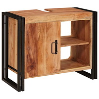vidaXL Badrumshandfatskå 71 x 33 x 58 cm Massivt akaciaträ och järn