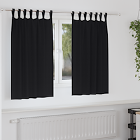 vidaXL Gardiner med gardiner 2 pcs Svart Polyester
