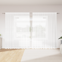 vidaXL Spetsgardin med gardiner Blommor Vit 300 x 200 cm Polyester