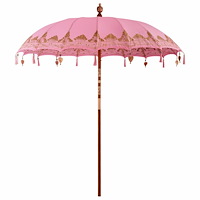 vidaXL Balinesisk Parasol Rosa (210-220) x 260 cm